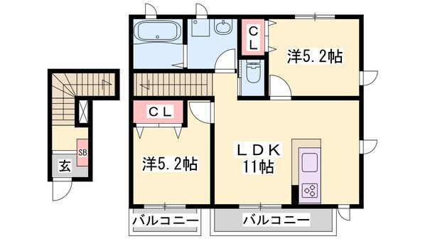 余部駅 徒歩33分 2階の物件間取画像